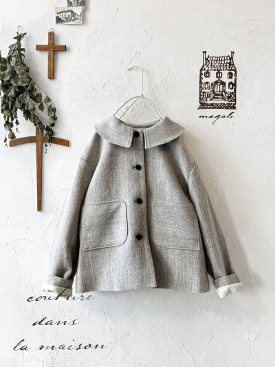 画像1: MAGALI /シェットランドウールリネンコート・ライトベージュ