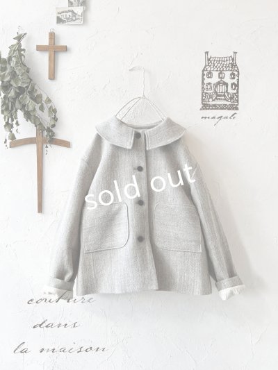 画像1: MAGALI /シェットランドウールリネンコート・ライトベージュ