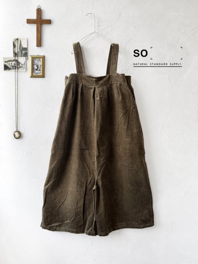 画像1: SO／綾コーデュロイサロペット・カーキ