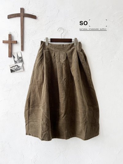 画像2: SO／綾コーデュロイコクーンスカート・カーキ