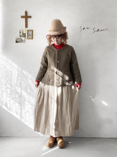 画像11: seasew.／704 起毛ランダムギャザースカート・ベージュ