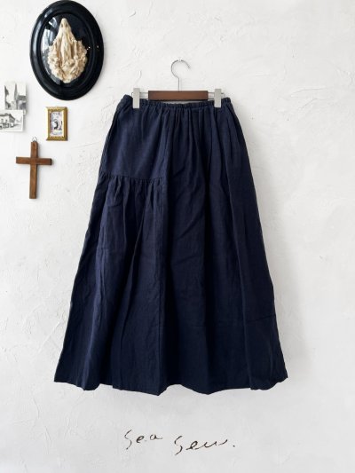 画像1: seasew.／704 起毛ランダムギャザースカート・ネイビー