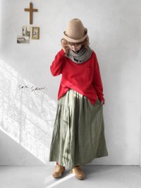 seasew.／704 起毛ランダムギャザースカート・カーキ