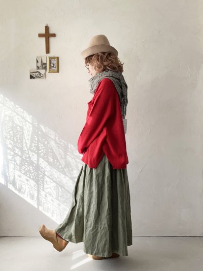 画像9: seasew.／704 起毛ランダムギャザースカート・カーキ