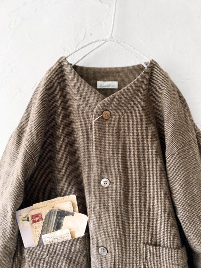 画像4: seasew.／103 ツイードノーカラージャケット・ブラウンチェック