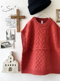 SO／アラン柄ワイドベスト・ブラッドレッド