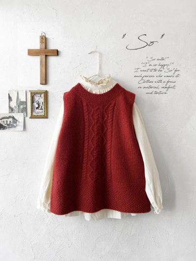 画像2: SO／後ろボタンニットベスト・オキシドレッド