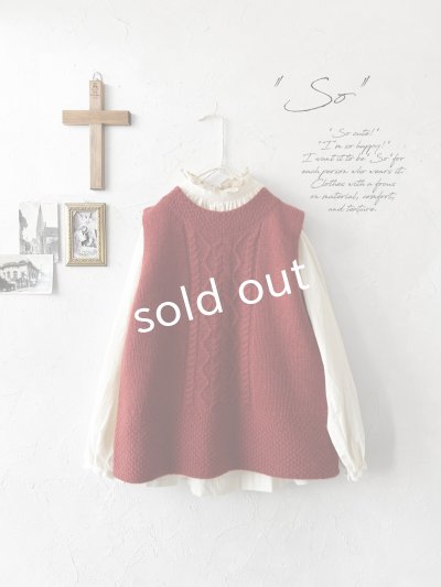 画像2: SO／後ろボタンニットベスト・オキシドレッド