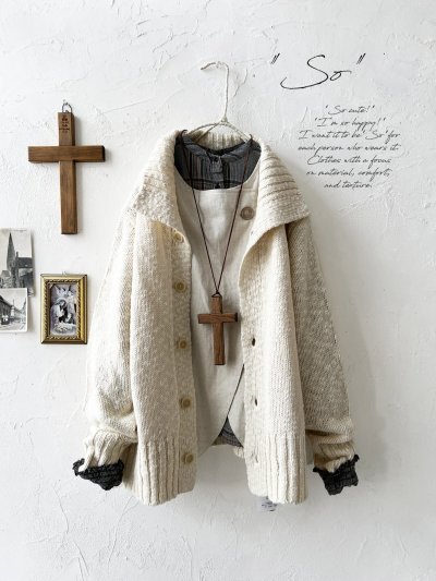 画像1: SO／スラブニットカーディガン・キナリ