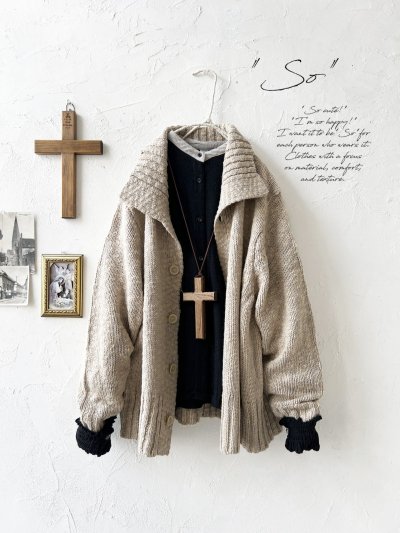 画像2: SO／スラブニットカーディガン・ベージュ