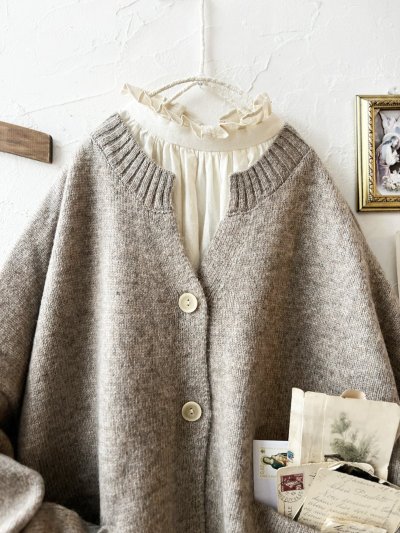 画像2: SO／サイドスリットカーディガン・サンドベージュ