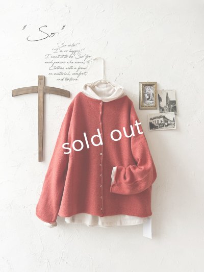 画像1: SO／2wayニットカーディガン・ブラッドレッド