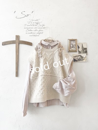 画像1: SO／アラン柄ワイドベスト・オートミール