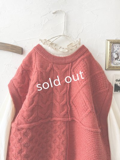 画像2: SO／アラン柄ワイドベスト・ブラッドレッド