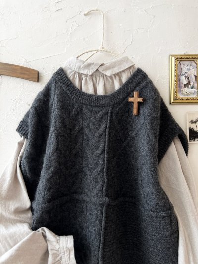 画像2: SO／アラン柄ワイドベスト・チャコール