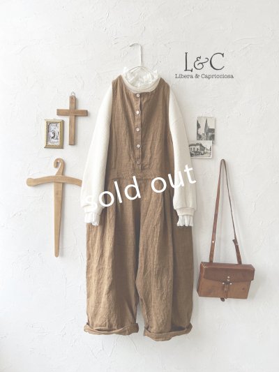 画像1: Libera&Capricciosa／天日干しリネンオーバーオール・柿渋