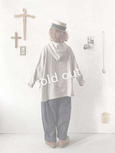 画像13: Libera&Capricciosa／オリーブオイルリネンフードプルオーバー・オフ