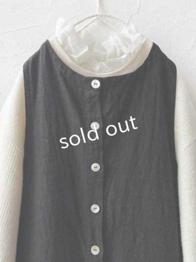 画像2: Libera&Capricciosa／天日干しリネンオーバーオール・黒