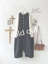 Libera&Capricciosa／天日干しリネンオーバーオール・黒