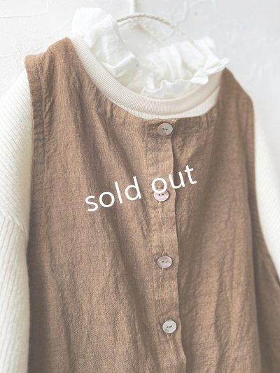 画像2: Libera&Capricciosa／天日干しリネンオーバーオール・柿渋