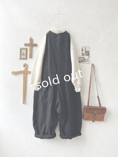 画像4: Libera&Capricciosa／天日干しリネンオーバーオール・黒