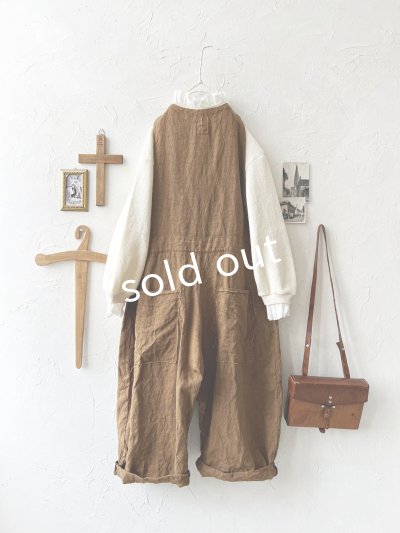 画像7: Libera&Capricciosa／天日干しリネンオーバーオール・柿渋
