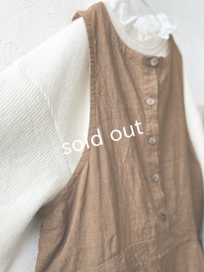 画像3: Libera&Capricciosa／天日干しリネンオーバーオール・柿渋