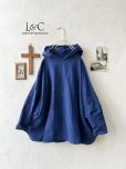 画像1: Libera&Capricciosa／天日干しリネンフードプルオーバー・インクブルー (1)