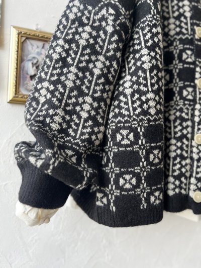 画像4: SO／チロリアンニット2wayカーディガン・ブラック×オートミール