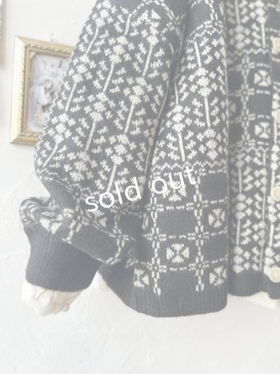 画像4: SO／チロリアンニット2wayカーディガン・ブラック×オートミール