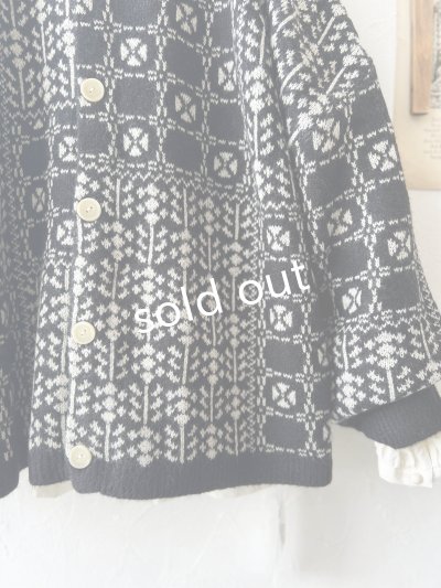 画像3: SO／チロリアンニット2wayカーディガン・ブラック×オートミール