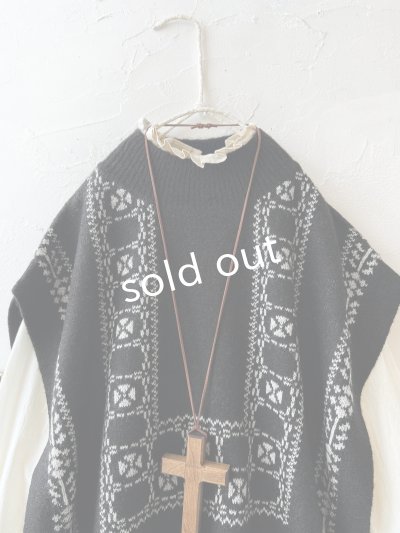 画像2: SO／チロリアンニットベスト・ブラック×オートミール