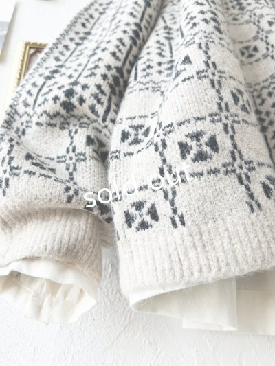 画像6: SO／チロリアンニット2wayカーディガン・オートミール×ブラック