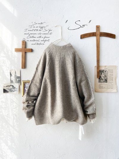 画像1: SO／アランニットプルオーバー・ベージュ