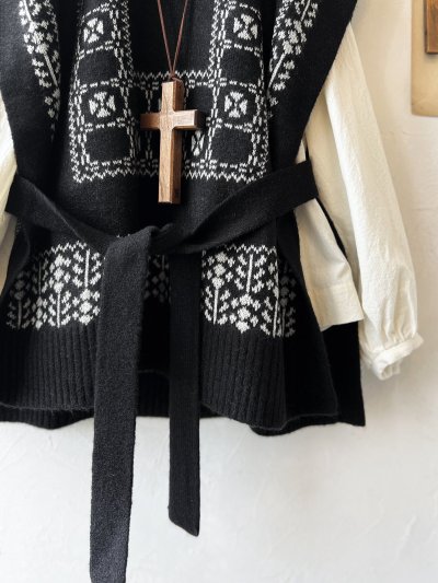 画像6: SO／チロリアンニットベスト・ブラック×オートミール