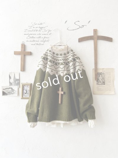 画像1: SO／ノルディックニットプルオーバー・モスグリーン