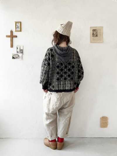画像9: SO／チロリアンニット2wayカーディガン・ブラック×オートミール