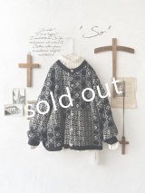 SO／チロリアンニット2wayカーディガン・ブラック×オートミール