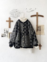 SO／チロリアンニット2wayカーディガン・ブラック×オートミール