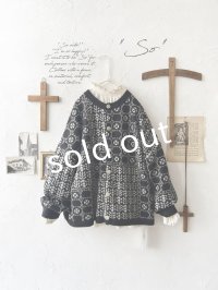 SO／チロリアンニット2wayカーディガン・ブラック×オートミール