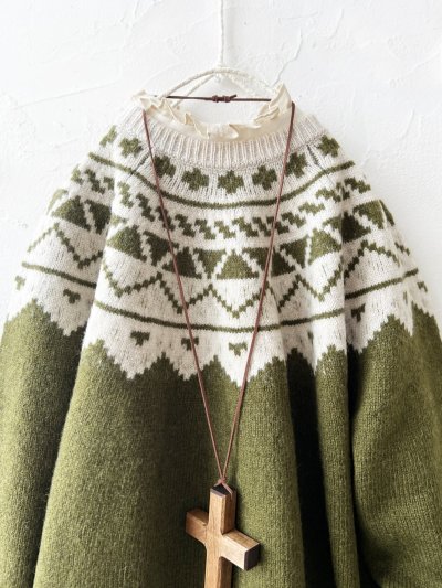 画像2: SO／ノルディックニットプルオーバー・モスグリーン