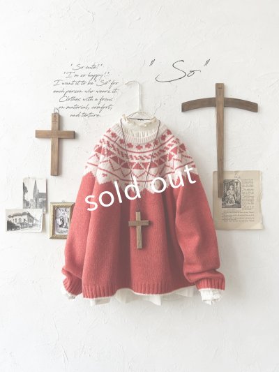 画像1: SO／ノルディックニットプルオーバー・ブラッドレッド