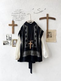 SO／チロリアンニットベスト・ブラック×オートミール