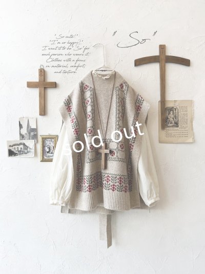 画像2: SO／チロリアンニットベスト・オートミール×カラー