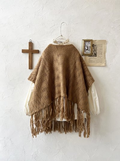 画像5: SO／フリンジニットポンチョ・キャメルベージュ