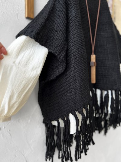 画像4: SO／フリンジニットポンチョ・ブラック