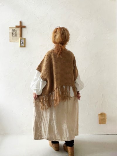 画像9: SO／フリンジニットポンチョ・キャメルベージュ