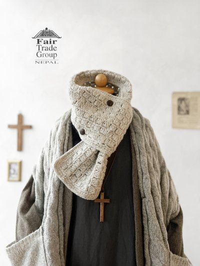 画像1: Sana Hastakala／Nepal knit  muffler・杢ホワイト