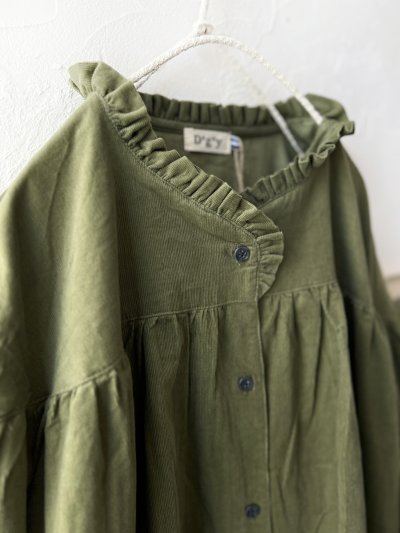 画像3: Dgy／コーデュロイフリル襟ワンピース・カーキ