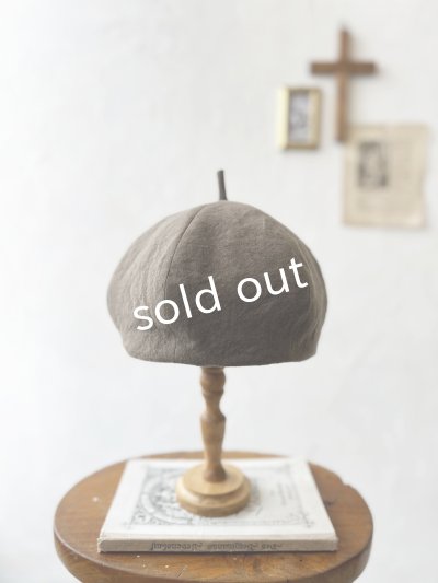 画像3: 羊帽子店／12-7 ベルギーリネンのほっこりベレー帽・モカ